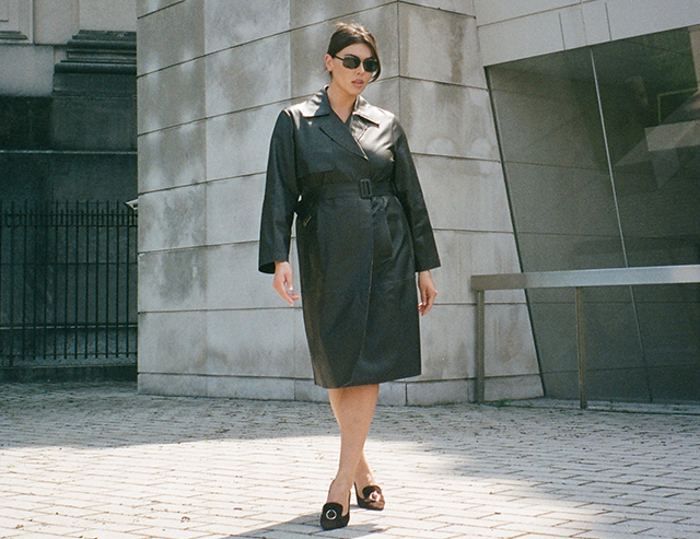 Marina Rinaldi Nappa Leather Duster Coat